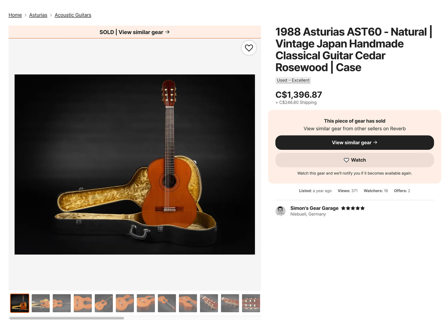 Asturias AST-60 Handmade Classical Guitar Japan 1986