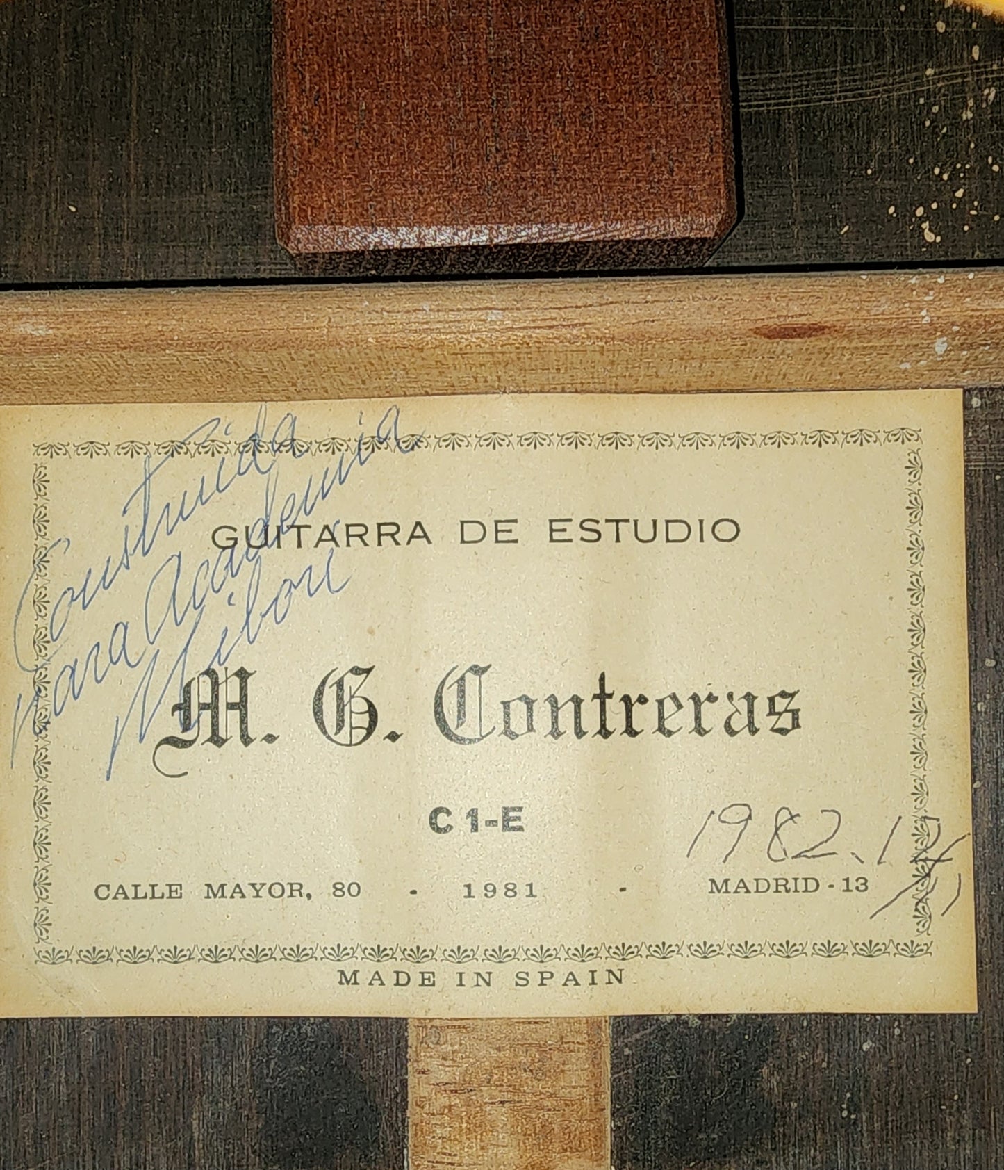 Manuel Contreras C 1-E Handmade Concert Classical Guitar, Solid Spruce, IRW Spain 1982