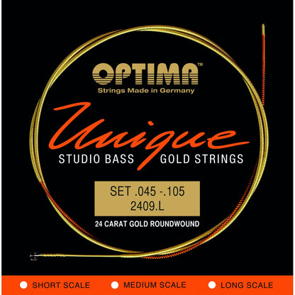 Optima Unique 24 Karat Gold Electric Bass Strings 45-105