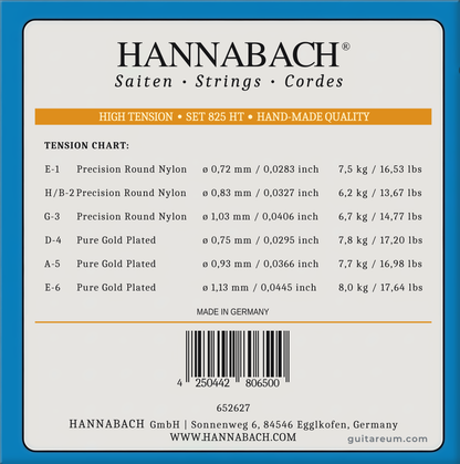 Hannabach 825 24K 纯金镀层古典吉他弦（高张力）