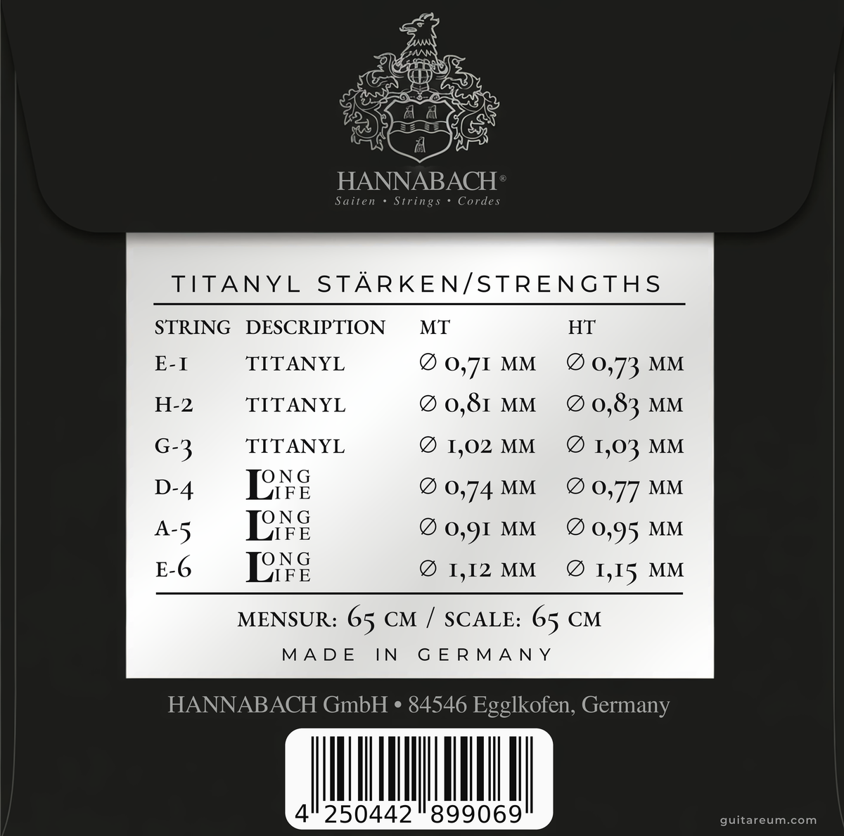 Hannabach 950 MT Titanyl Classical Guitar Strings Medium Tension