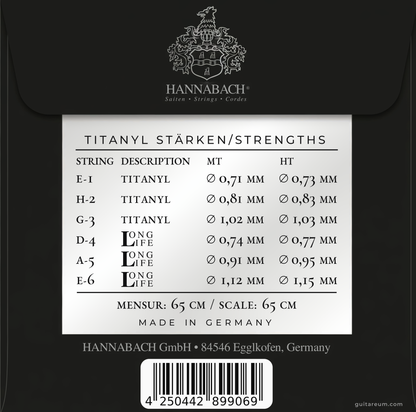 Hannabach 950 MT Titanyl Classical Guitar Strings Medium Tension