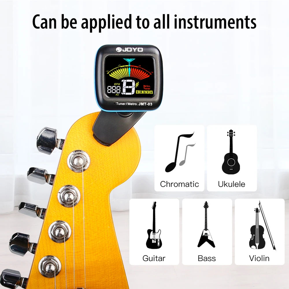 JOYO JMT-03 Guitar Tuner 360 Degree Rotatable Clip-On TAP Tempo Metronome