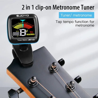 JOYO JMT-03 Guitar Tuner 360 Degree Rotatable Clip-On TAP Tempo Metronome