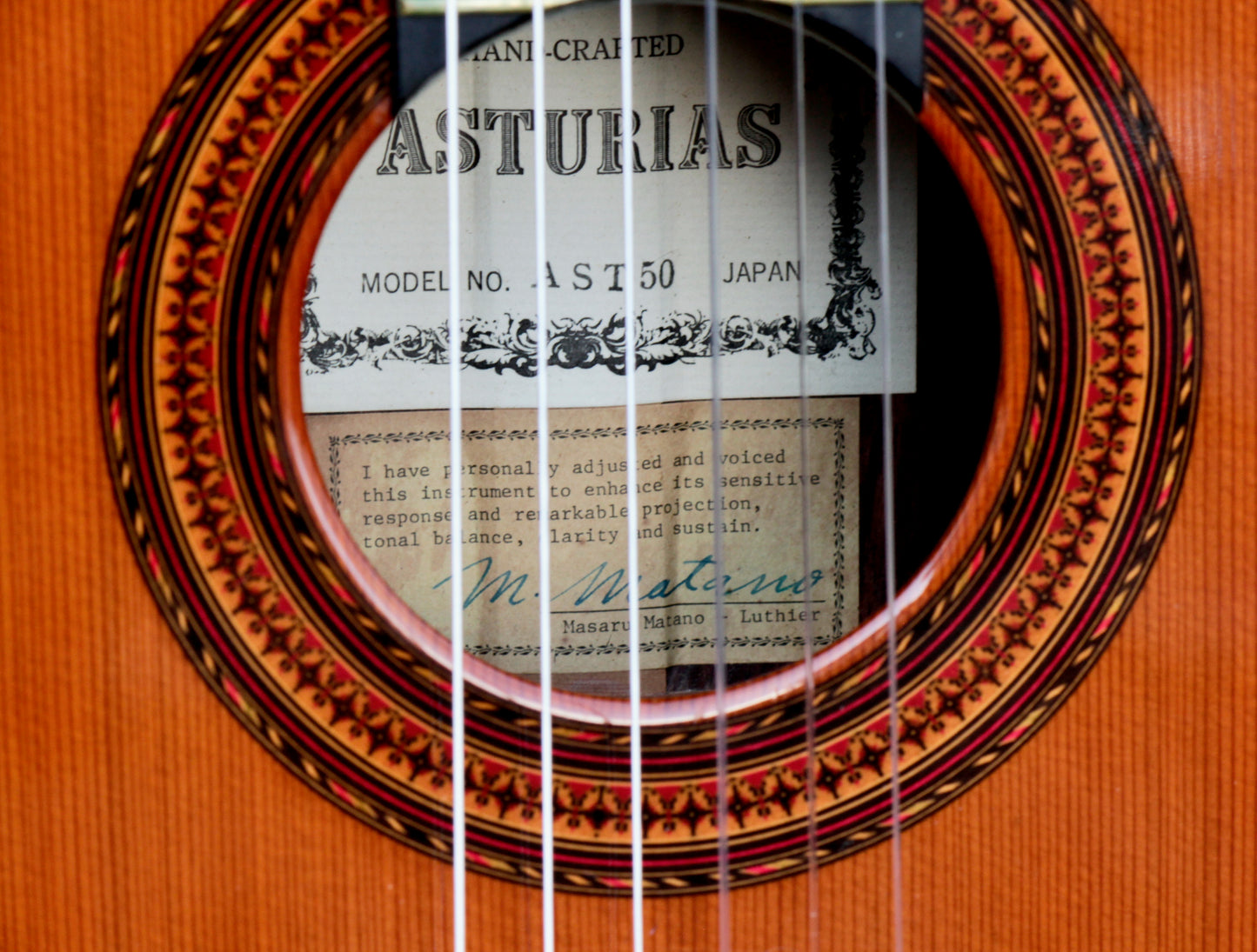 Asturias AST-50 Handmade Classical Guitar Signed by Masaru Matano Japan 1979