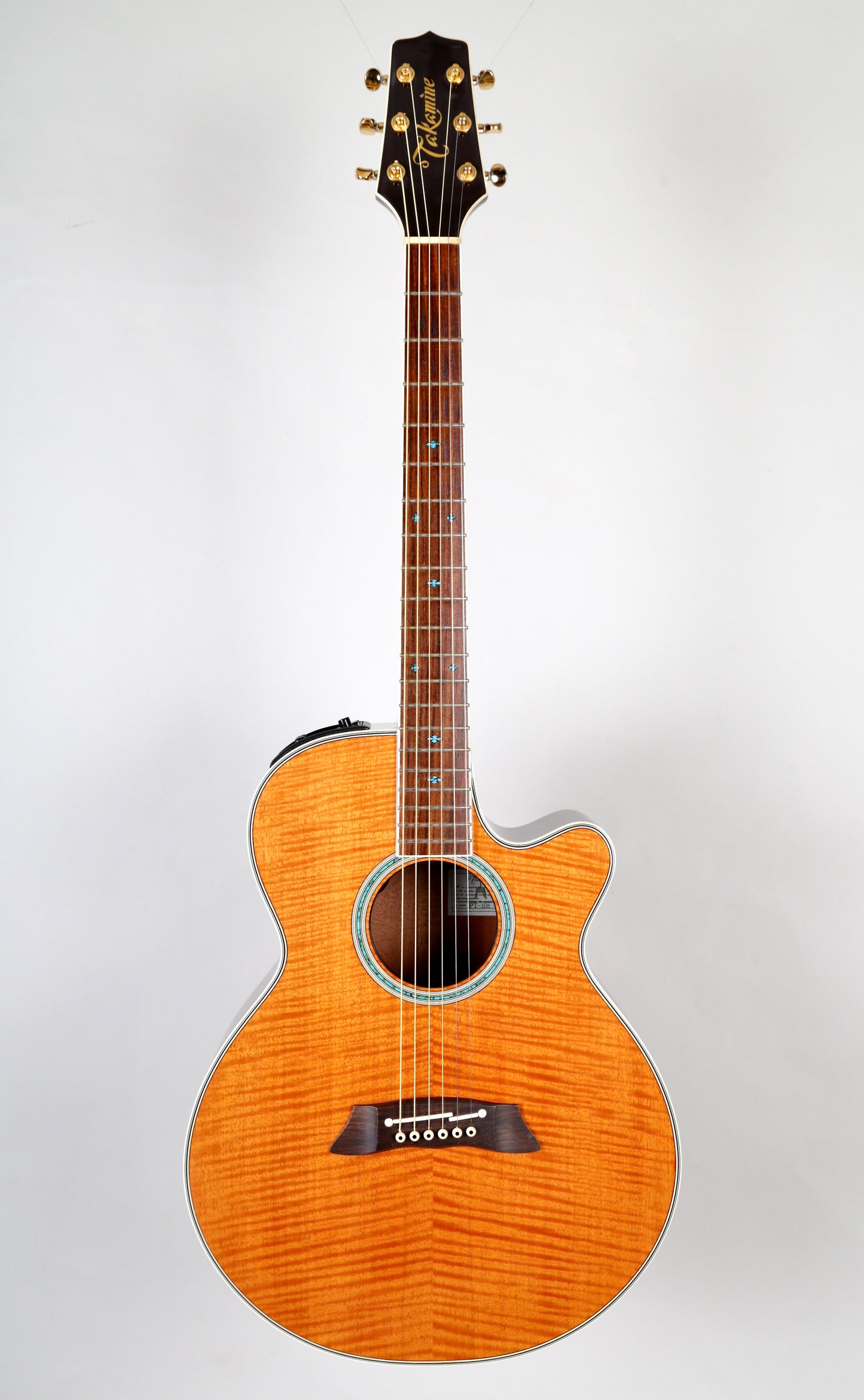 Takamine PT-108 Solid Flamed Sycamore OOO Acoustic-Electric Guitar, Japan 2000s
