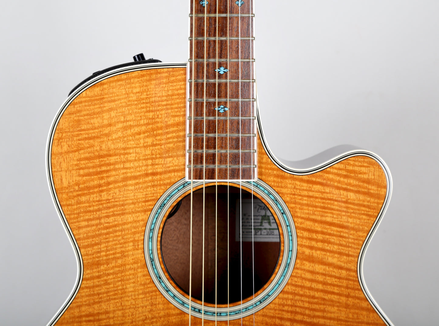Takamine PT-108 Solid Flamed Sycamore OOO Acoustic-Electric Guitar, Japan 2000s