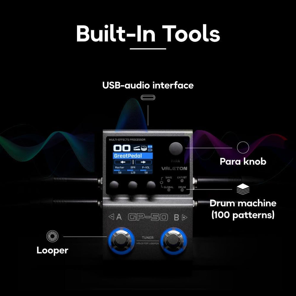 Valeton GP-50 Multi-Effects Guitar Processor | NAM & IR Loader, Bluetooth, 100+ HD Effects