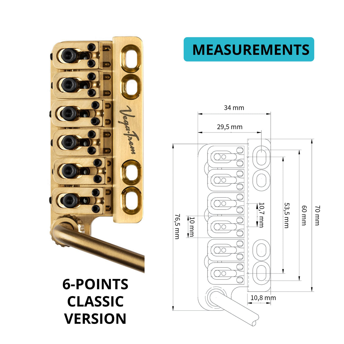Vega-Trem VT1 Ultra-Trem Standard Stratocaster Guitar Tremolo Bridge For Strat (Open Box)