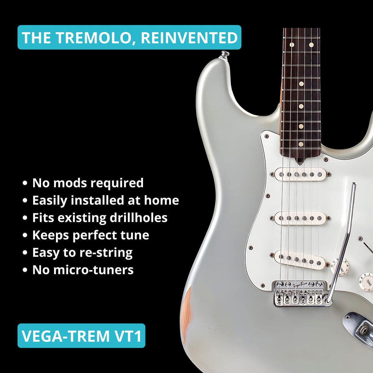 Vega-Trem VT1 Ultra-Trem Standard Stratocaster Guitar Tremolo Bridge For Strat Glossy