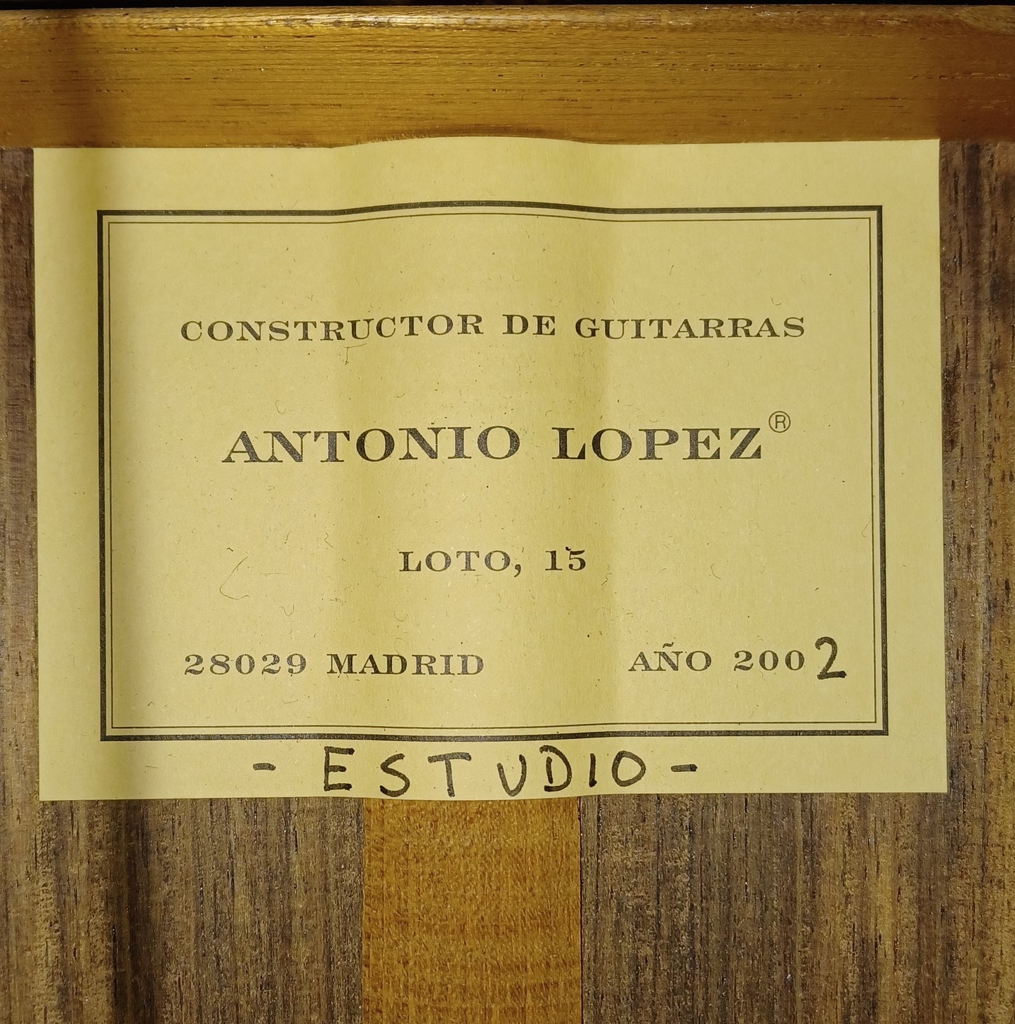Antonio Lopez Estudio Classical Guitar Handmade in Spain 2002
