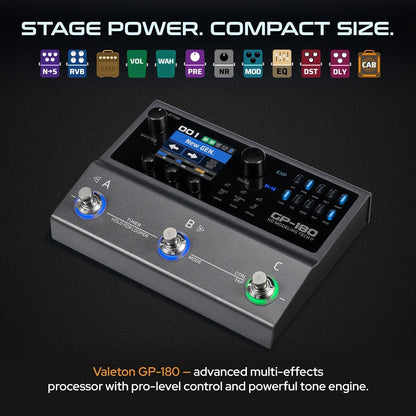 Valeton GP-180 Multi Effects Guitar Processor Pedal, Built-in Battery