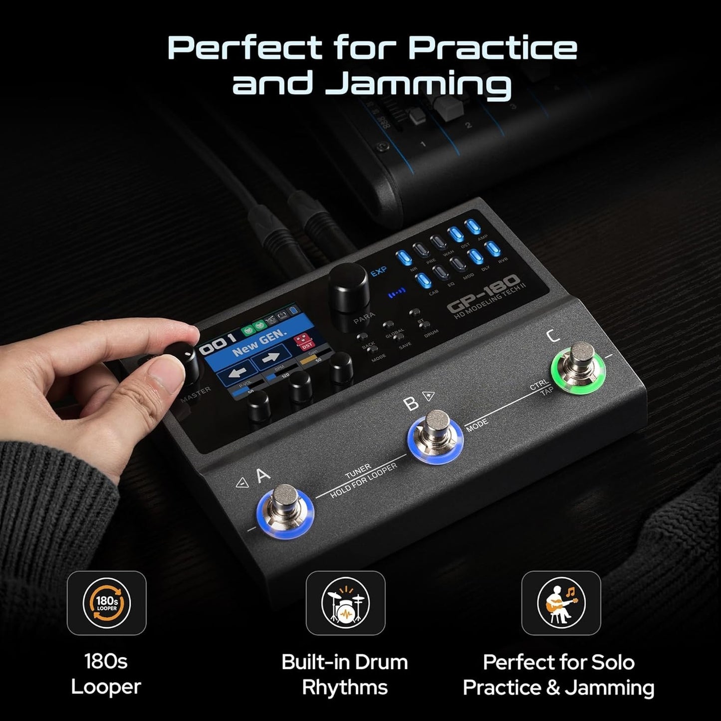 Valeton GP-180 Multi Effects Guitar Processor Pedal, Built-in Battery